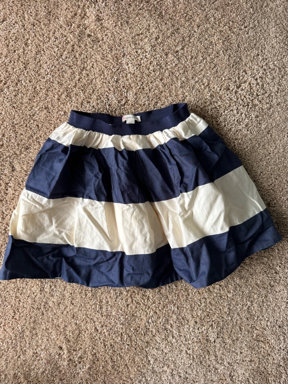 Crewcuts Navy and Cream Striped Circle Layered Skirt | size 6-7